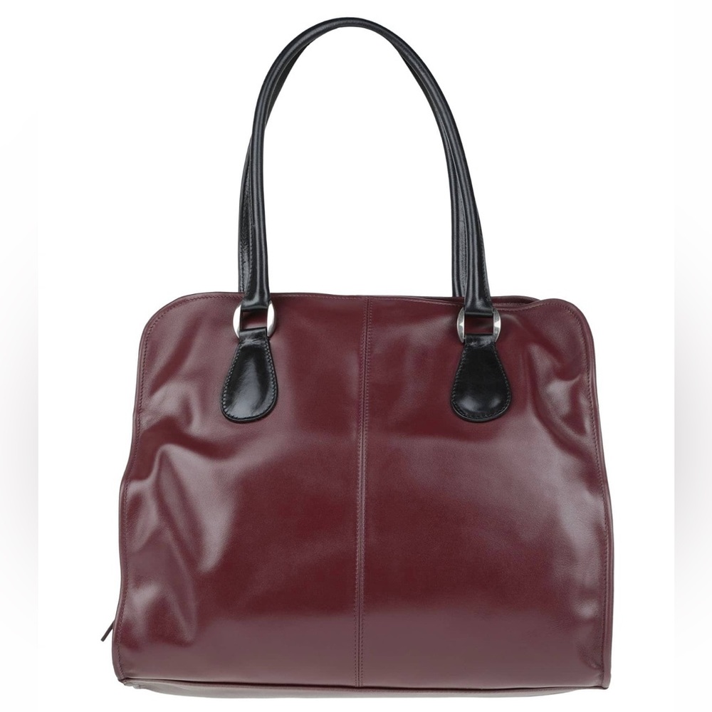 NWT Marni Maroon Burgundy & Black Large Leather Tote Handbag Shoulder Bag $2,512